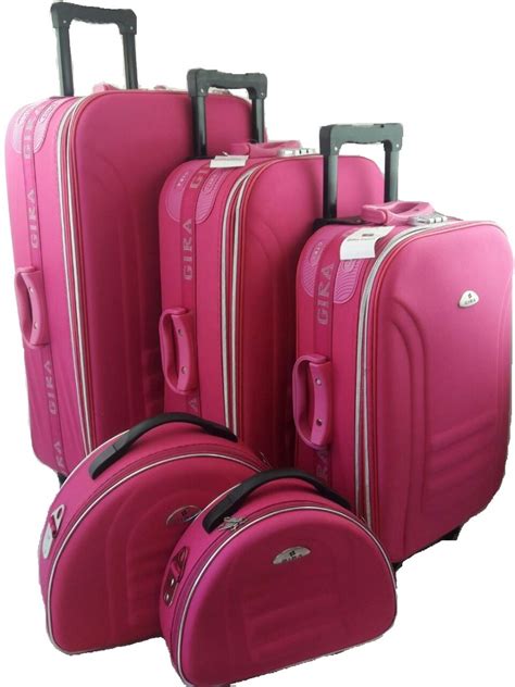 Mala De Viagem Com Rodas Kit Com 5 Peças Rosa Promoção R 69500 Em