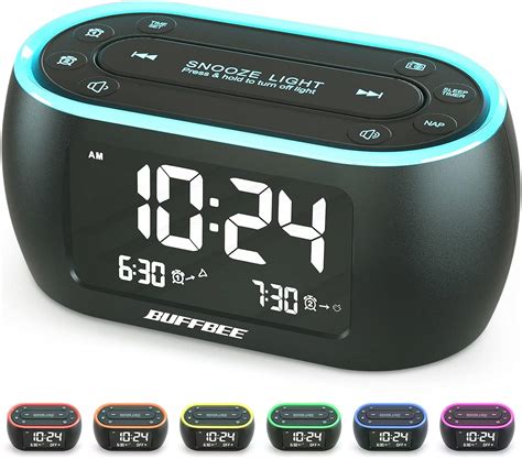Buffbee Bedside Alarm Clock Radio With 7 Color Night Lightdual Alarm Snooze Dimmer Usb