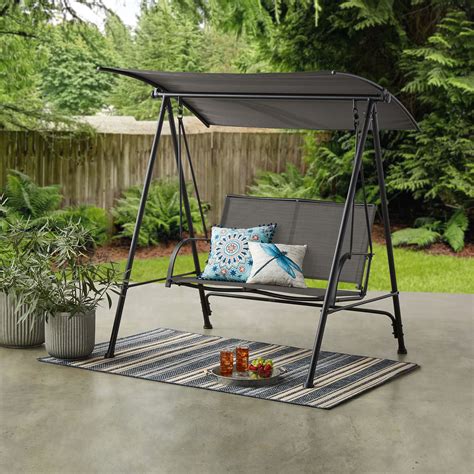 Mainstays Outdoor Patio Steel 2 Person Porch Swingblack Frame With