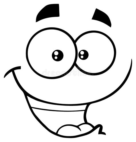 Happy Smiling Cartoon Black And White Coloring Stock Illustration