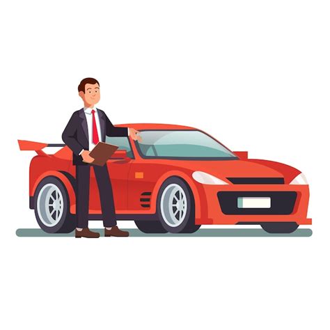 Free Vector Car Dealer Showing A New Red Sports Auto