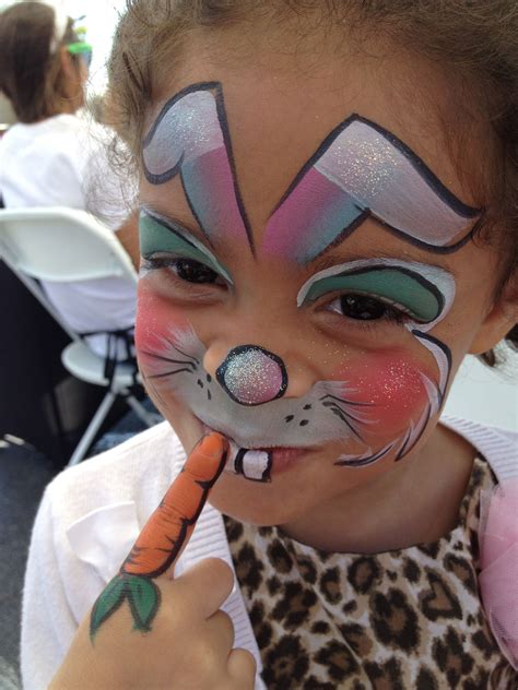 If necessary this design could be done very fast, just painted on the forehead with a light outline and a quick flower in the center. so cute | Face painting, Bunny face paint, Face painting ...