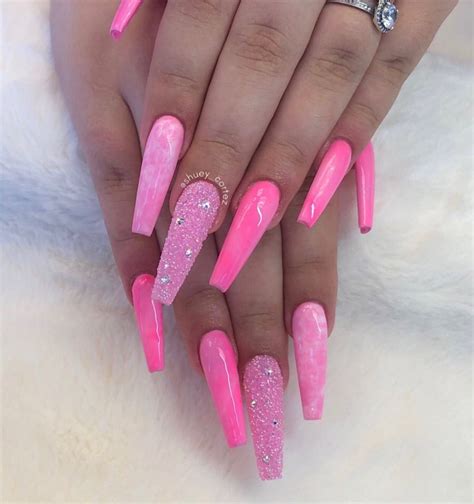 Glamour Queen Pink Acrylic Nails Coffin Nails Designs Nails