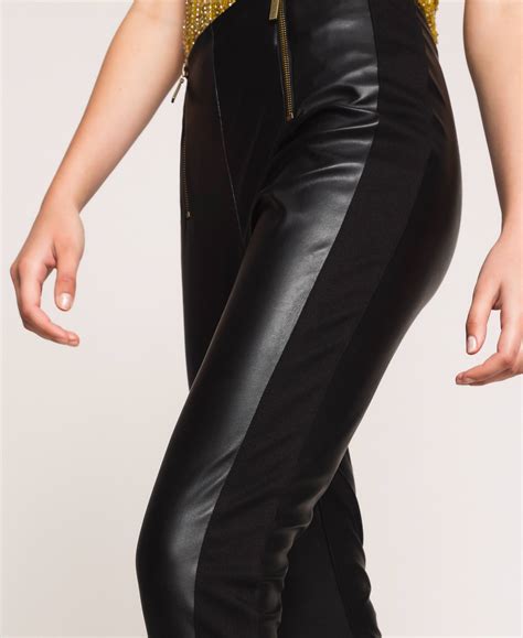 Faux Leather Leggings With Zip Woman Black Twinset Milano