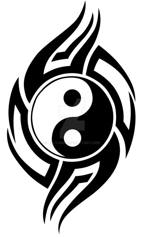 The basic design of yin yang tattoo symbol consists of a circular shape with white color for yin and. Tribal Yin Yang 001 Tattoo vinyl graphic idea by Ally-man ...