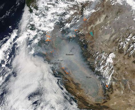 Nasa Satellite Images Show Impact Of California Wildfire Smoke Across