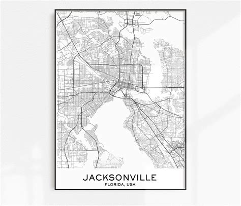 Jacksonville Map Print Printable Maps Jacksonville Map City Etsy