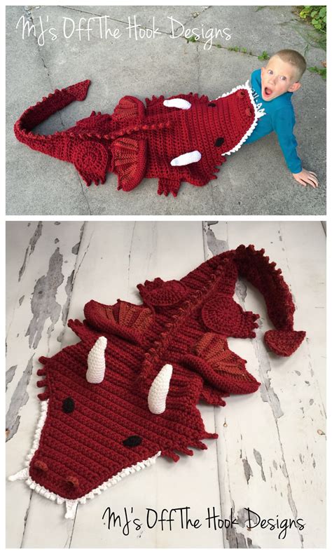 Diy Crochet Dragon Blanket From Mjs Off The Hook True Blue Me
