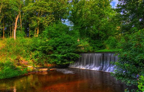 Wallpaper Trees Park England Waterfall Hdr Yarrow Valley Country