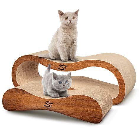 Scratchme 2 In 1 Cat Scratcher Cardboard Lounge Bed Scratching Post With Catnip 1 Pack