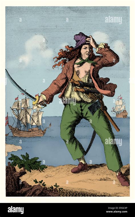 Mary Read English Female Pirate Holding Sword Convicted Of Piracy
