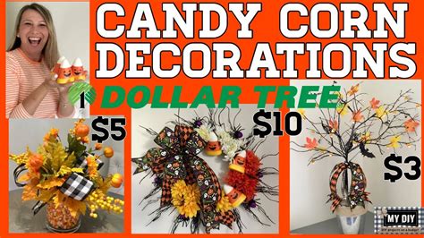 Candy Corn Decorations For Halloween Dollar Tree Diys Wreath Centerpiece Spooky Tree So