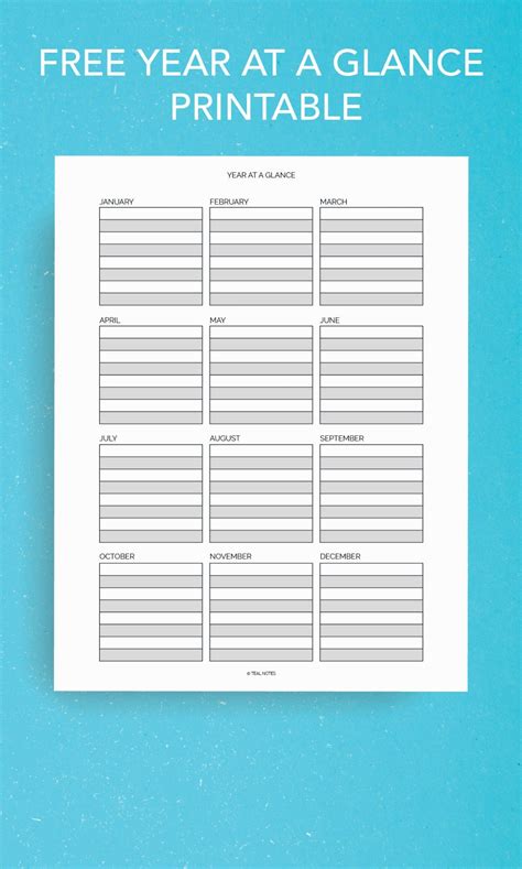 Free Year At A Glance Printable Happy Planner Free Printable