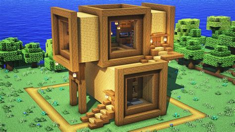 Survival Wooden Cube House Julious Minecraft Tutorial 305 Youtube