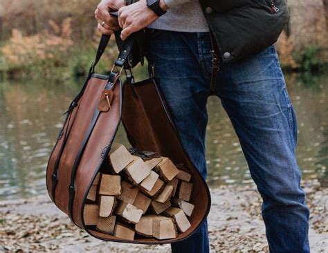 Leather Log Carrier Leather Firewood Storage Leather Log Etsy