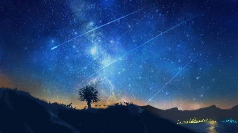 Shooting Stars Night Sky Anime 4k 3840x2160 38
