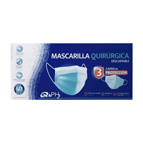 Mascarilla Quirúrgica Qandph2 Caja De 50 Unidades