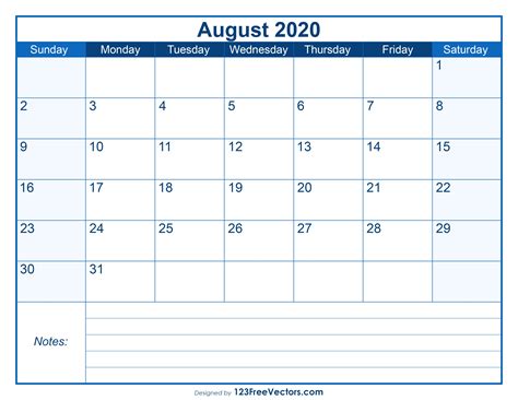 Blank Printable August Calendar Printable Calendar Collection