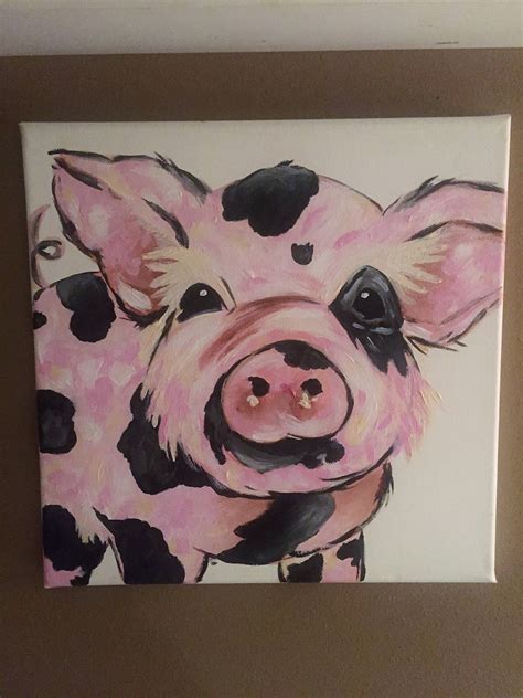 Acrylic Pig Canvas Painting Original Acrylic Painting Farm Etsy