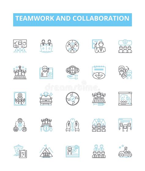 Teamwork And Collaboration Vector Line Icons Set Collaboration