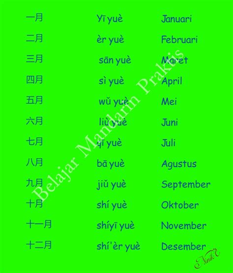 Kita lihat nama bulan dalam bahasa inggris dilengkapi arti dan cara pengucapannya. Nama Hari Dan Bulan Dalam Bahasa Mandarin - BELAJAR MANDARIN