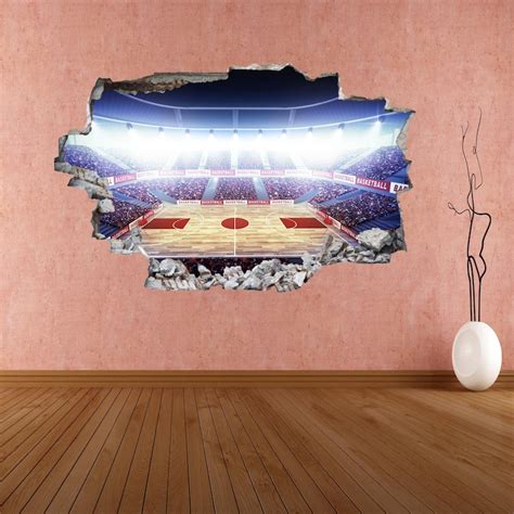 Basketball Court Arena Sports Wall Sticker Mural Decal Print Etsy