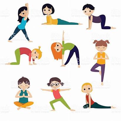 Yoga Doing Clipart Boys Illustration Children Vector