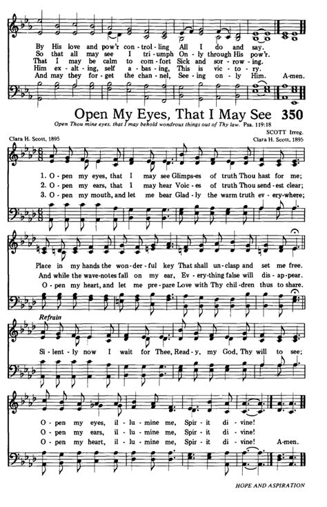 Hymns For The Living Church 350 Open My Eyes That I May See
