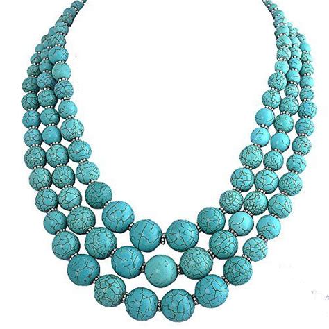 Jane Stone Turquoise Blue Bubble Necklace Layer Illusion Necklace