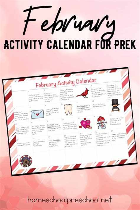 Printable Preschool February Calendar