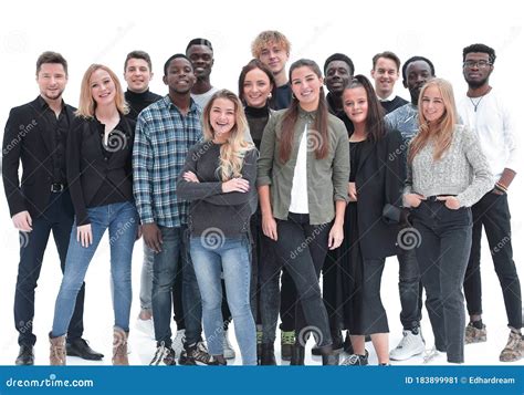 Full Length Group Of Diverse Young People Standing Together Stock