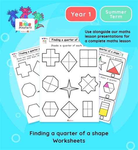Year 1 Finding A Quarter Of A Shape Worksheets Year 1 Fractions