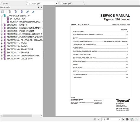 Tigercat 220 Loader Operator S Manual Service Manual Auto Repair