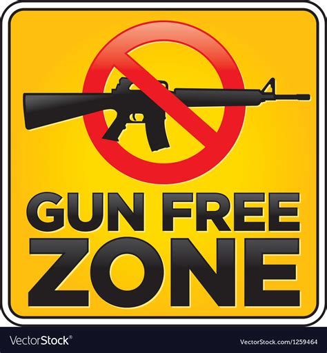 Gun Free Zone Sign Assault Rifle Royalty Free Vector Image