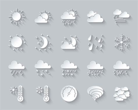 Premium Vector Weather Meteorology Climate Icon Set Includes Sun