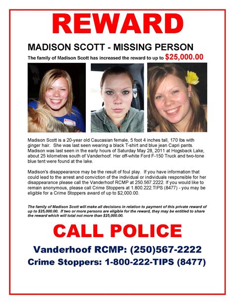 Reward Increased As Investigation Into The Disappearance Of Madison