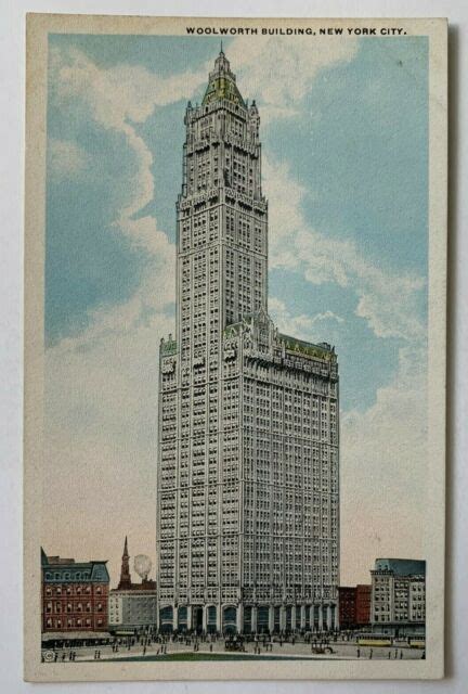 Ny Postcard New York City Woolworth Building Front View Scenic Vintage