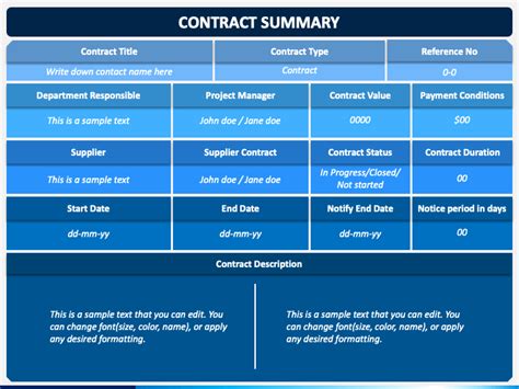 Contract Summary Powerpoint Template Ppt Slides