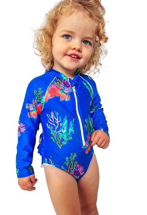 Baby Girl Swimsuit With Snaps Nappy Change Swimwear Tribe Tropical