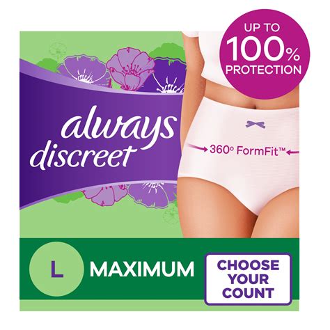 Always Discreet Max Protection Adult Incontinence Underwear Large 28 Ct