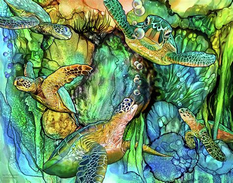 Sea Turtle Garden Mixed Media By Carol Cavalaris Fine Art America