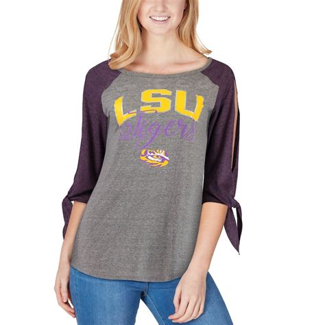 Lsu Tigers Womens Out N About Tie Tri Blend Raglan 34 Sleeve T Shirt Gray T Shirts For