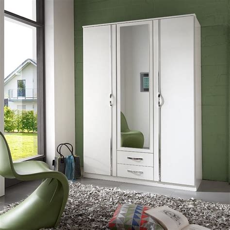Yoop 3 door wardrobe with mirror. Candice Mirror Wardrobe In Alpine White With Chrome And 3 ...