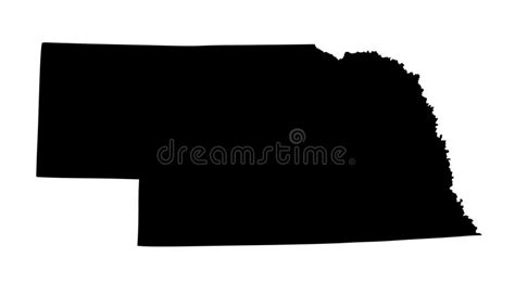 Nebraska Map Isolated On White Background Silhouette Nebraska Usa