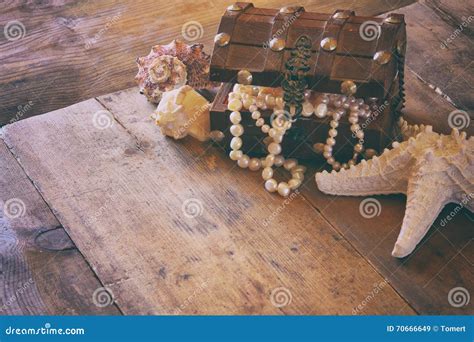 Image Of White Pearls Necklace In Treasure Chest Stock Image Image Of