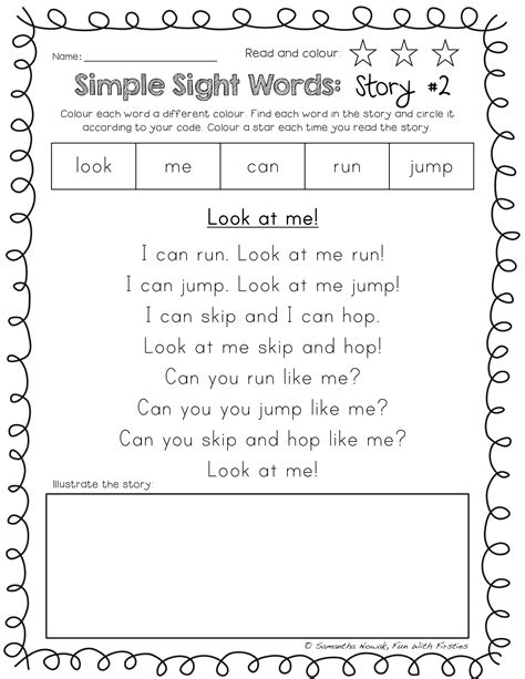Sight Word Comprehension Passages Freebie Preschool Sight Words