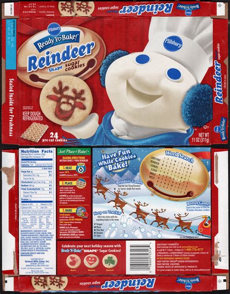 Pillsbury ready to bake shape sugar cookies. Pillsbury Ready-to-Bake Reindeer Shape Sugar Cookies box ...