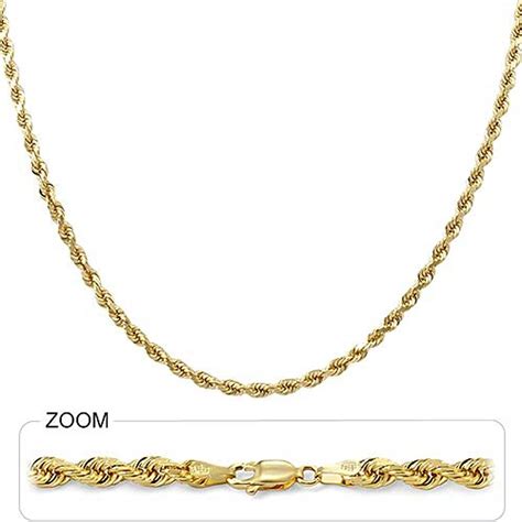 400mm 24 3300gm 14k Solid Gold Yellow Mens Diamond Cut Rope Necklace Chain Ebay