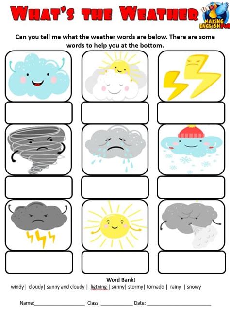 Weather Vocabulary Worksheets Fully Editable Versionmaking English Fun