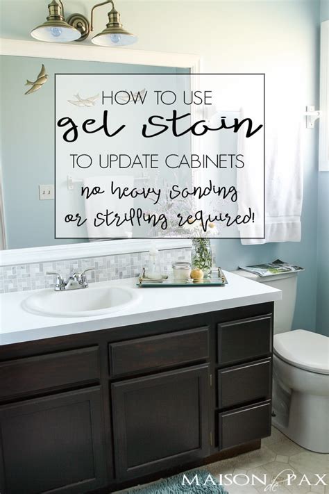 Wood vanities offer a warm and natural charm to any style of bathroom, but the changes in humidity, age and normal wear and tear can take a toll on even the most lovingly tended wooden vanity. DIY Gel Stain Cabinets (No heavy sanding or stripping ...